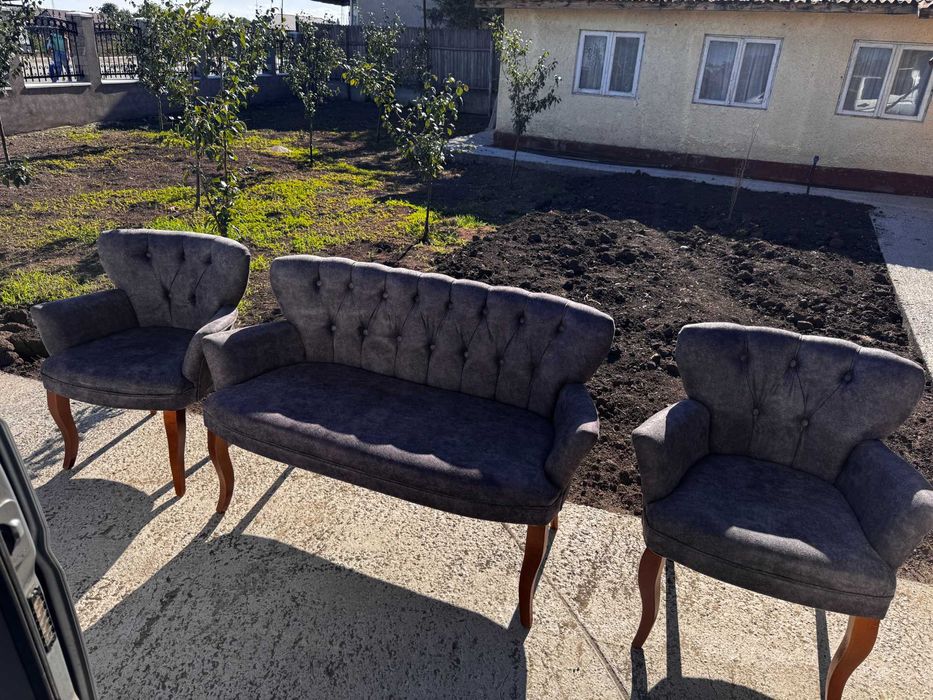 Set Canapea 2 Locuri + 2 Fotolii – Stare Excelentă – Design Modern