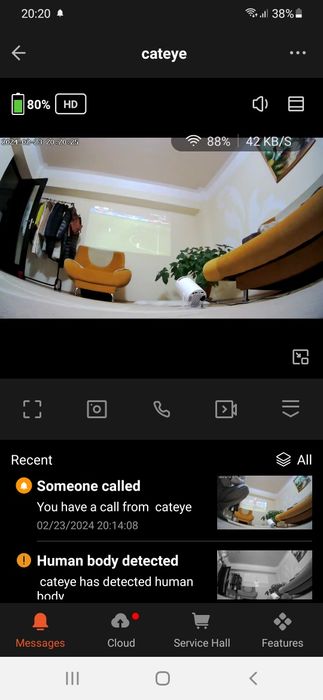 Sonerie video vizor smart, detecție prezența alarmă pe telefon,Wi-Fi,