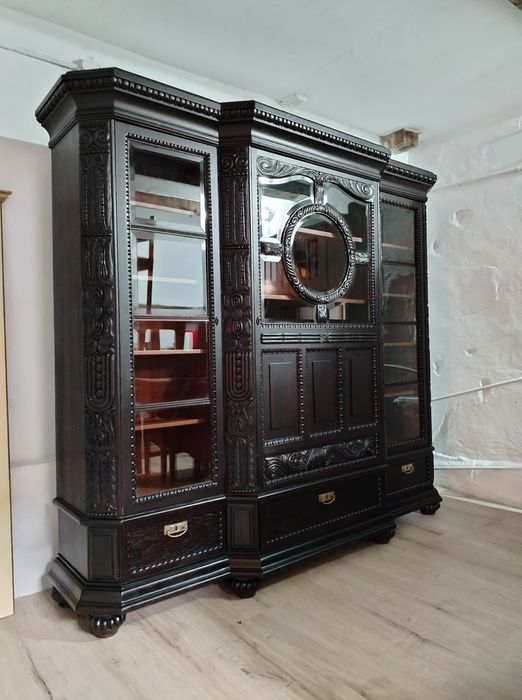 REDUCERE - Bibliotecă /Vitrina veche din lemn de stejar