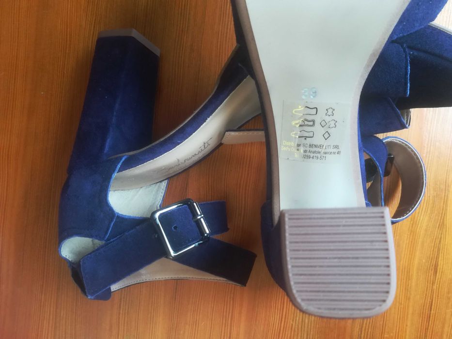 Sandale by BENVENUTI platforma, barete pe glezna, din piele naturala