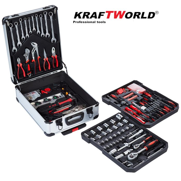 Куфар с инструменти 1200 части KraftWorld -ключове,тресчотка, клещи