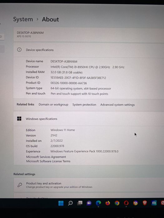 Laptop DELL XPS 9570 4k touch screen etc