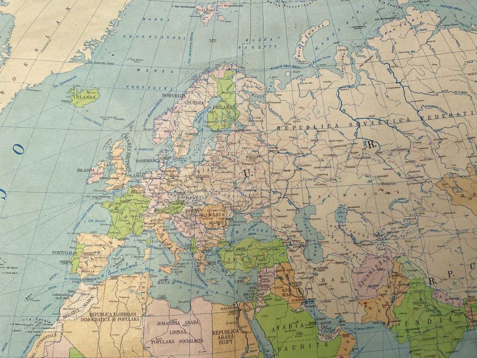 Harta Politica a Lumii 1:18.000.000 Directia Topografica Militara 1975