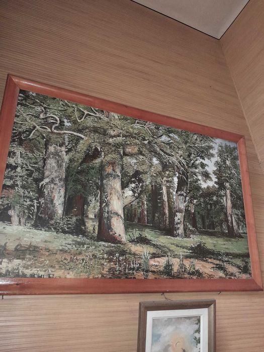 Tablou Monumental de Pădure 162x107cm Ulei pe PFL Anii '80 Ramă Masivă