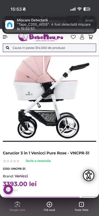 Carucior venicci 3 in 1 pure rose