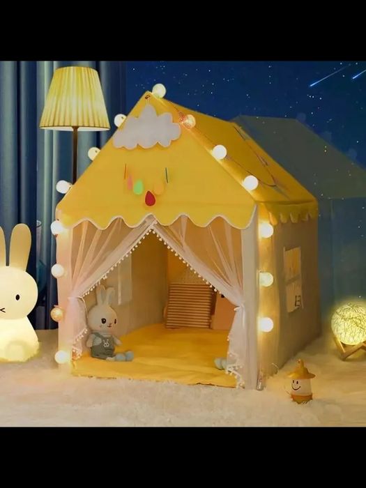 Палатка детская игровая. Серо-желтый