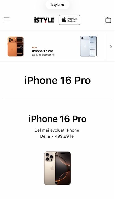 iPhone 16 Pro 256 GB Black Titanium Nou sigilat