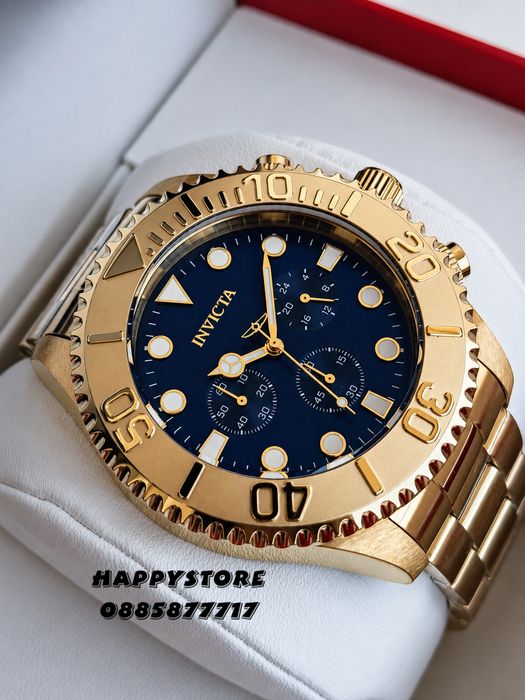 INVICTA Grand Diver Gold blue dial 47 mm, Инвикта нов мъжки часовник