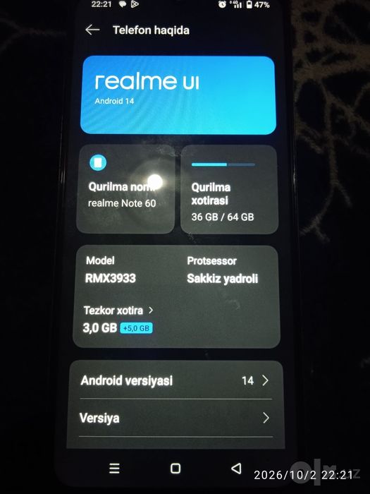 REALME NOTE60 3gb  64 gb