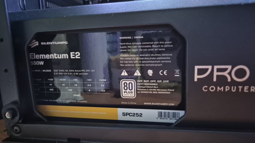 Sursa Elementum E2 550w certificare 80+ white