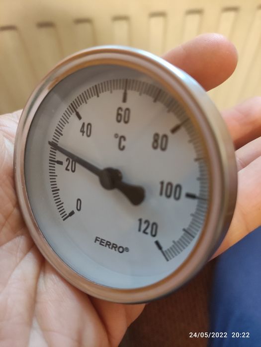 Termometru Ferro 63 mm, D1/2", 0-120°C, montaj axial