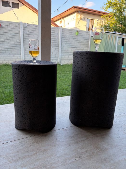 Set 2 măsuțe cafea HOMPUS MGO, interior/exterior, terasă, grădină, aspect beton