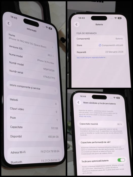 iPhone 14 PRO Max 5G (Space Black) 512GB cu Baterie 96%  Ofertă Preț