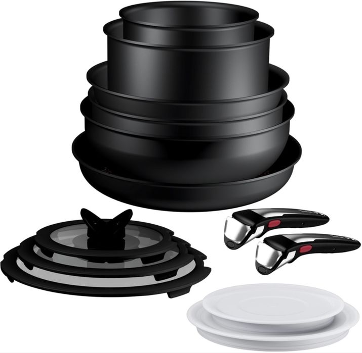 Set vase TEFAL Ingenio Excellence+, 13 piese, 16-28cm, aluminiu, negru