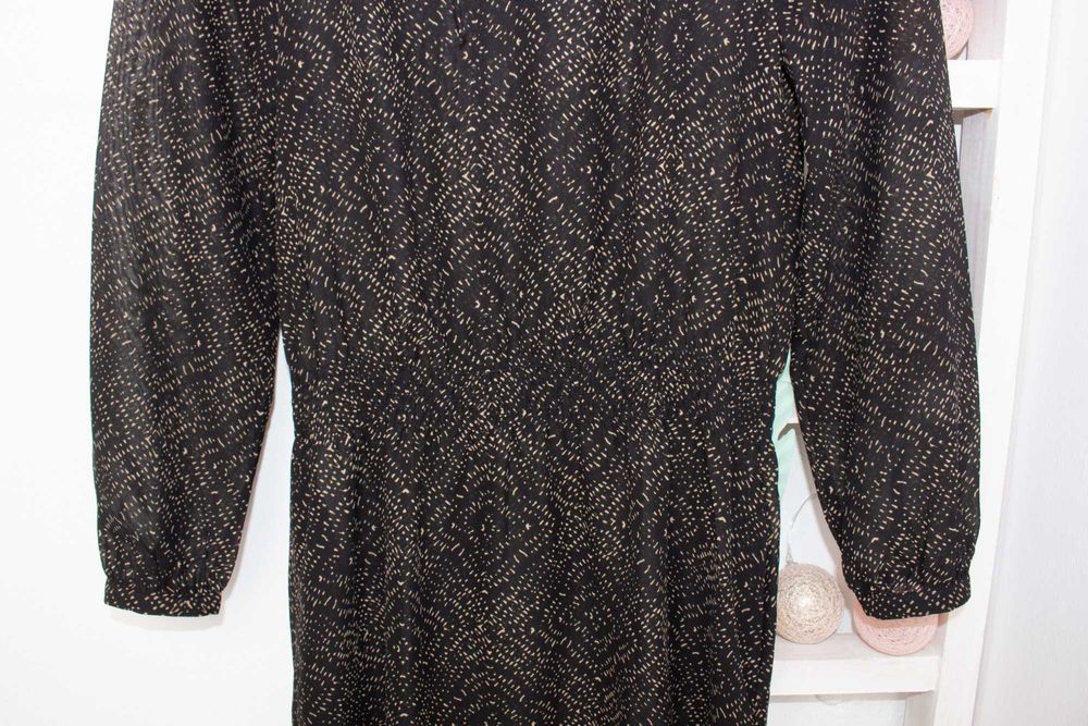 RALPH LAUREN оригинална дамска рокля черно бежова с принт прозрачна S