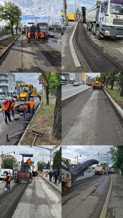 Frezare si asternere strat asfalt