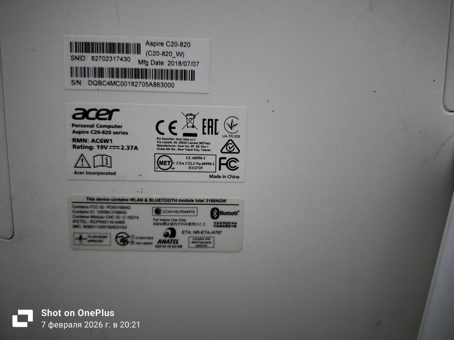 ASUS-Aspire-c20-820 моноблок,компьютер.