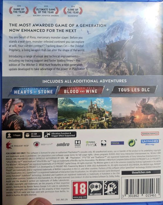 Ведьмак 3 диск ps5
