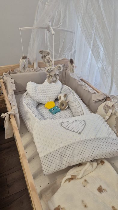 Patut bebelusi din lemn U-Grow 120x60 + saltea