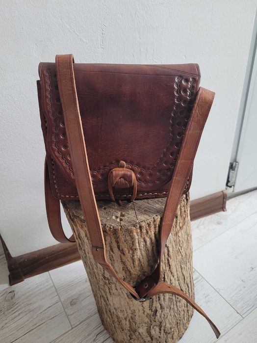 Poseta vintage, din piele naturala, antichizata, stare excelenta