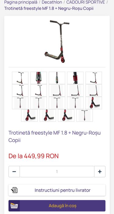 Trotinetă freestyle MF 1.8 + Negru-Roșu Copii