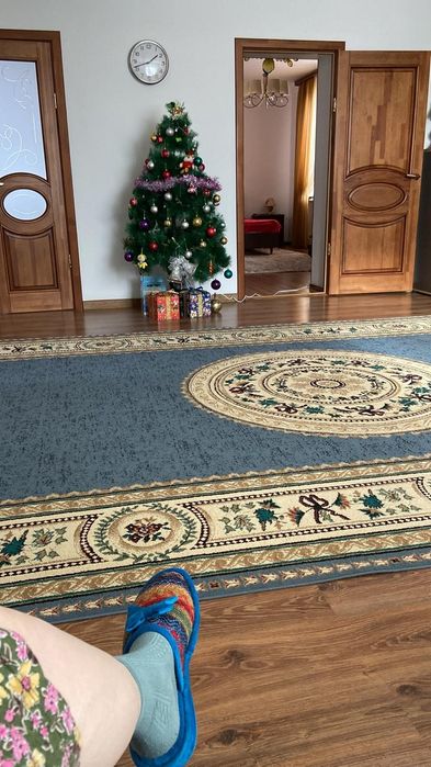 Синий/бежевый ковёр