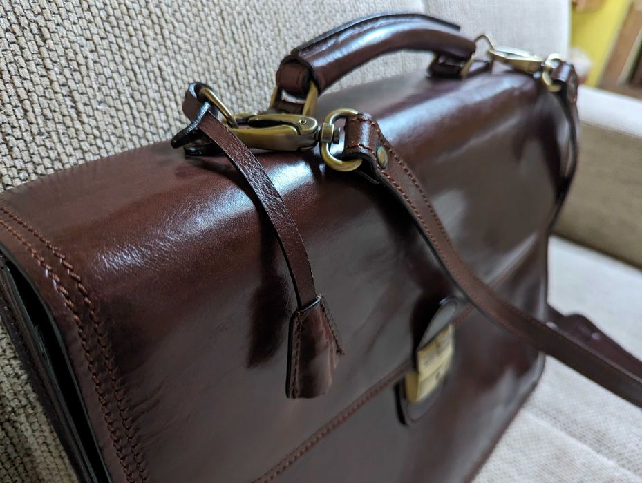 Geantă din piele naturală Gianni Conti, bărbați, nouă și nefolosită