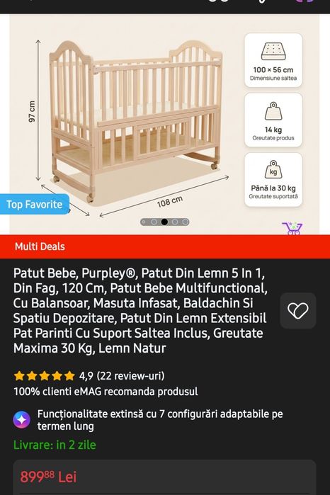 Pătuț bebeluși multiple funcți