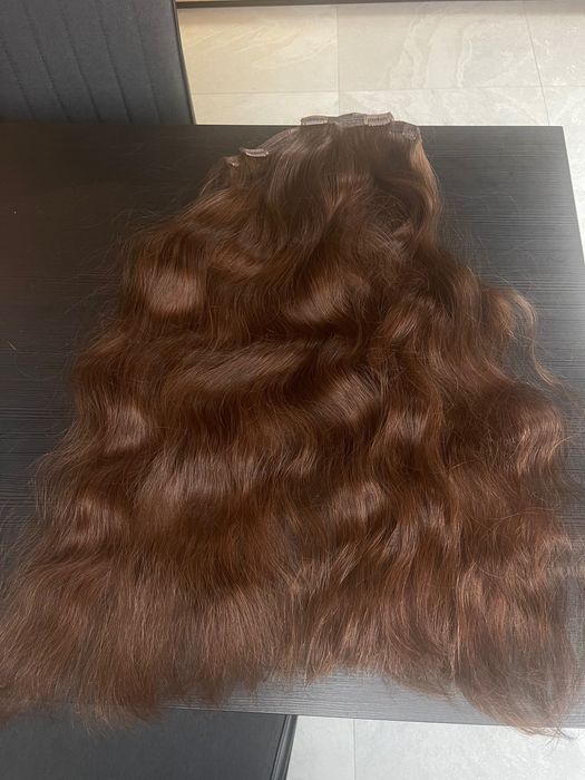 Светлокестенява естествена индийска коса 70см 200гр