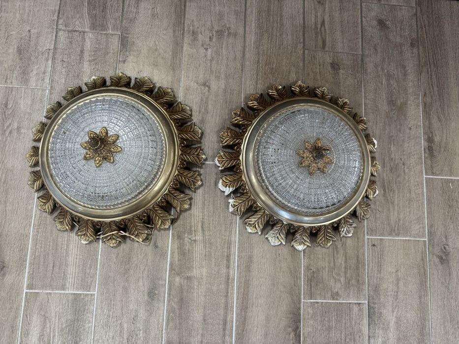 Pereche aplice/plafoniere - bronz si cristal