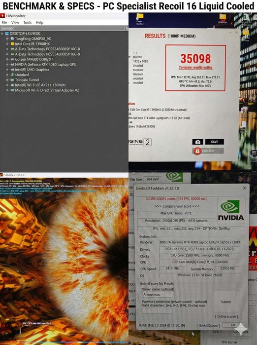 Laptop Gaming Extrem i9-13900HX | RTX 4080 (175W) | Racire Lichida