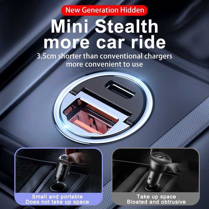 Adaptor incarcator auto bricheta 2 porturi USB Fast Charge USB-C 30W