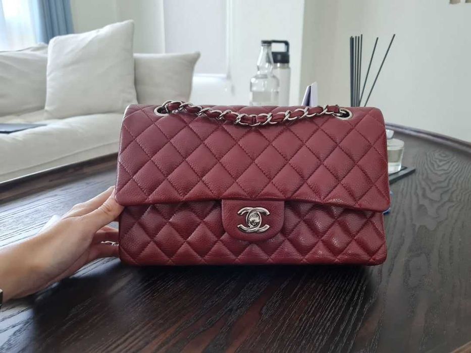 Geantă Chanel din Piele Roșie, Poseta Chanel din Piele Granulată