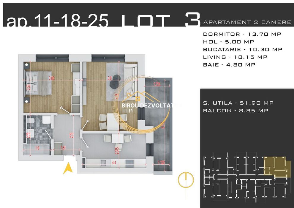 Decomandat Ansamblu modern Metrou Teclu Ikea Pallady zona verde