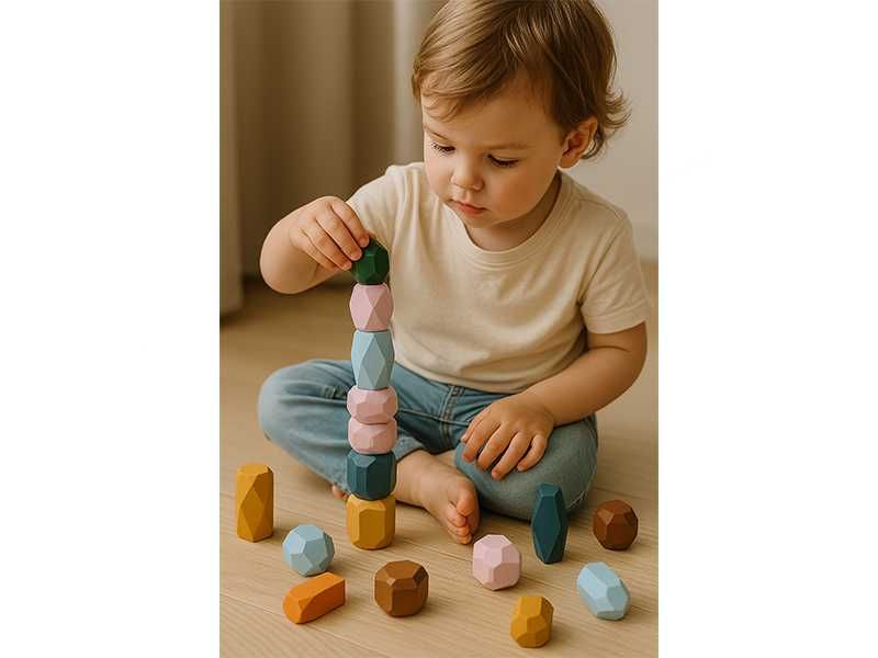 НОВИ! Детска играчка Дървени балансиращи камъни 20 части