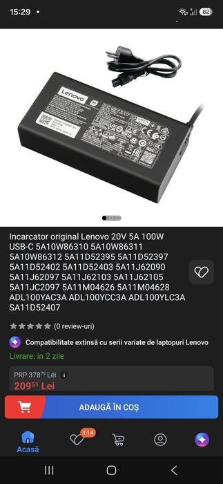 Incarcator Lenovo original 65W si 100W-usb C