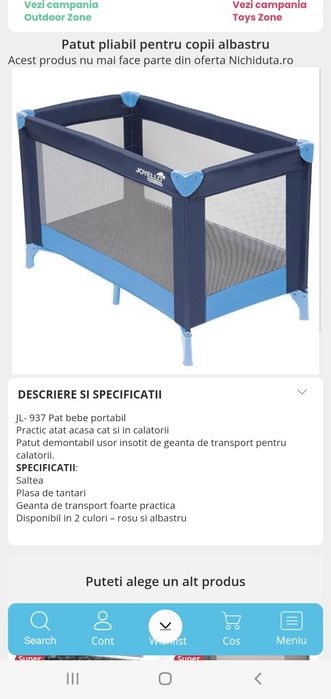 Pat putut pliabil copii 120 x 60