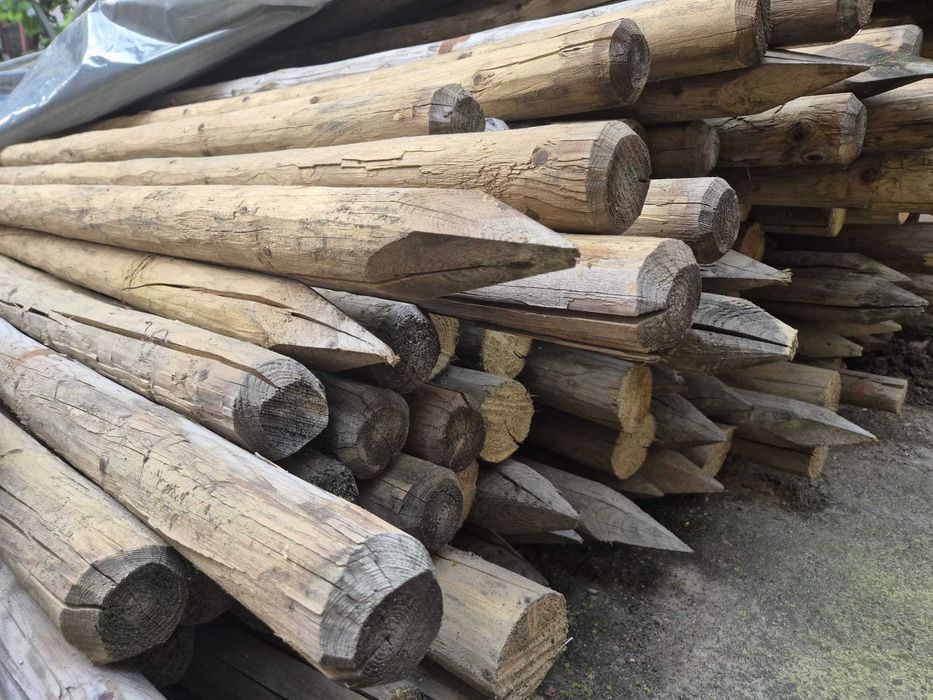 70 Stalpi lemn tratati, diametru 6-7 cm, lungime 2m, 17 lei/buc.