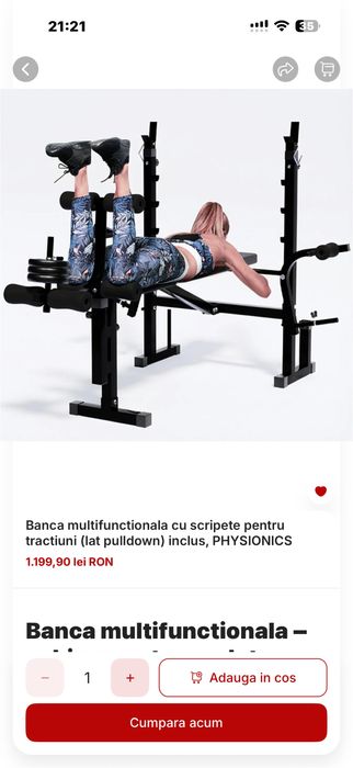 Banca multifunctionala universala cu suport haltera si scripete pt picioare nou in cutie Germany