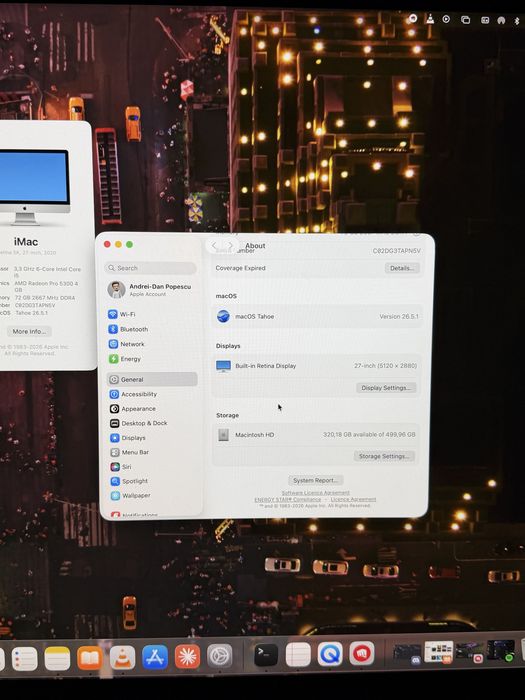 Apple iMac 5k 27" 2020 72 GB RAM i5 500 SSD