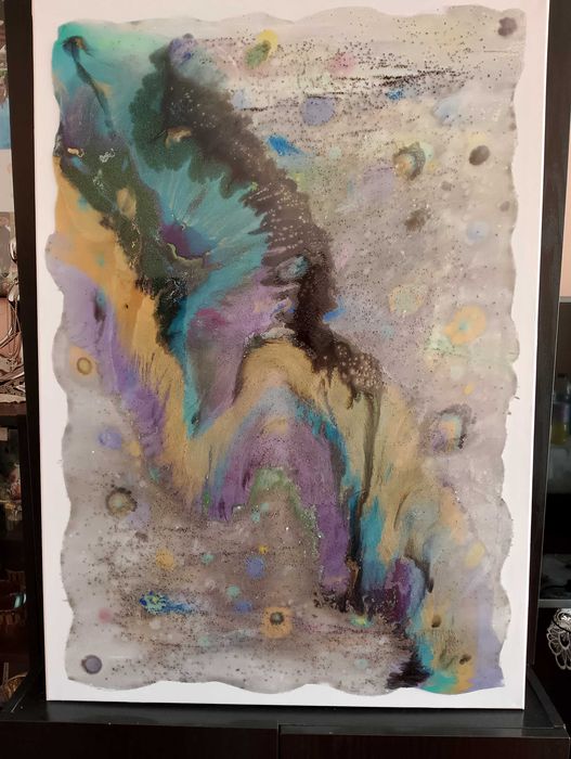 Ръчно рисувана картина от епоксидна смола с размери 100см. на 70см.