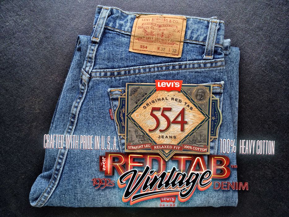 VINTAGE 1992 Made in U.S.A. LEVI'S® 554™XX Relaxed Fit Jeans — W32 L32