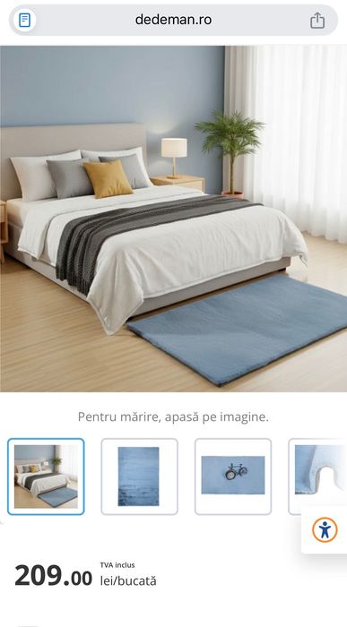 Covor albastru pufos 80 x 150