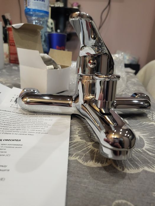 Смесител за баня-хромиран-керамична глава