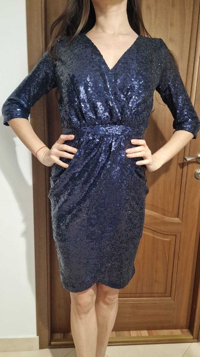 Rochie bleumarine cu paiete Roserry