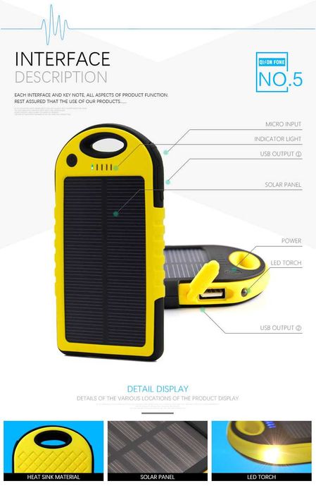 Соларна батерия Power Bank 5000А или 12000А подходяща за къмпинг