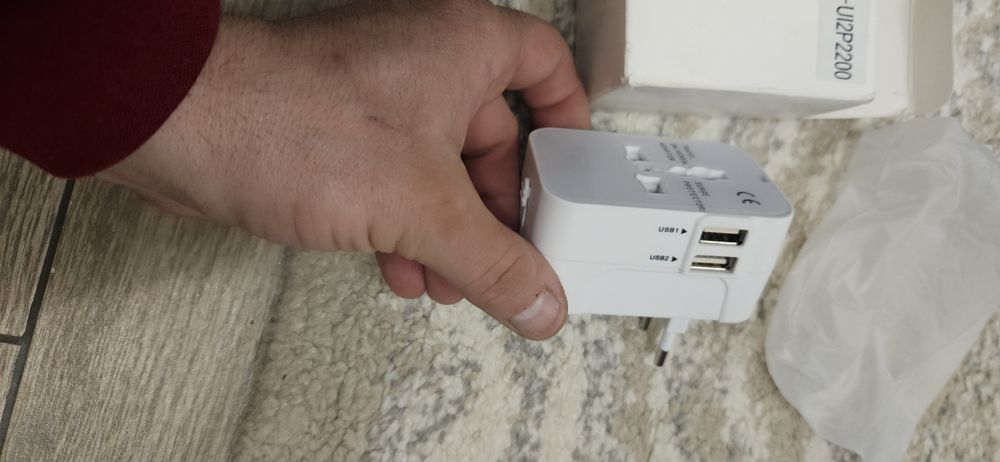 Adaptor pentru Priza 2 x USB EU  UK AUS, US, D52, Silicon, White