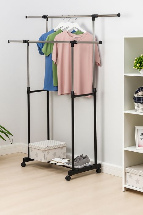 Телескопическая напольная вешалка для одежды 140x43x160 см 30 кг