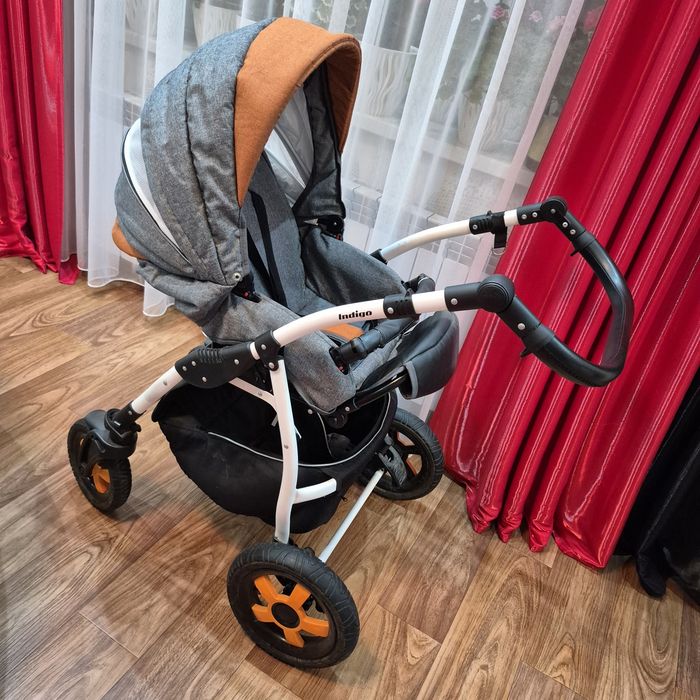 Коляска indigo ( люлька, прогулочный блок, сумка, багажник