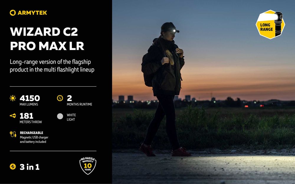 Фонарь Водонепрон, противоудар Armytek Wizard C2 Pro Max LR 4150 люмен